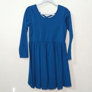 Stelle Fit & Flare Twirly Dress Blue Long Sleeve Cotton A-Line Girls Size 7